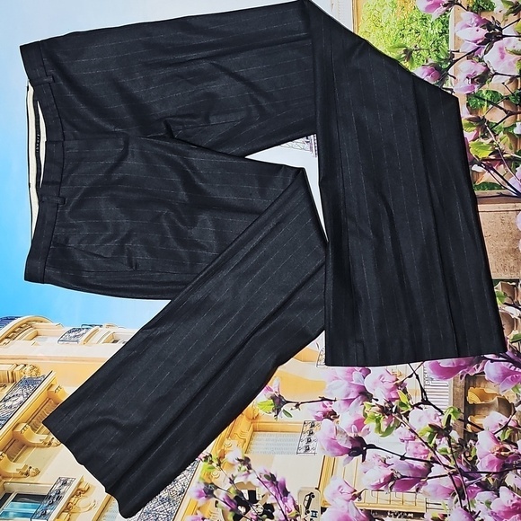 Theory Wool Pinstripe Black‎ Dress Pants Trousers Size 6 - Picture 1 of 5